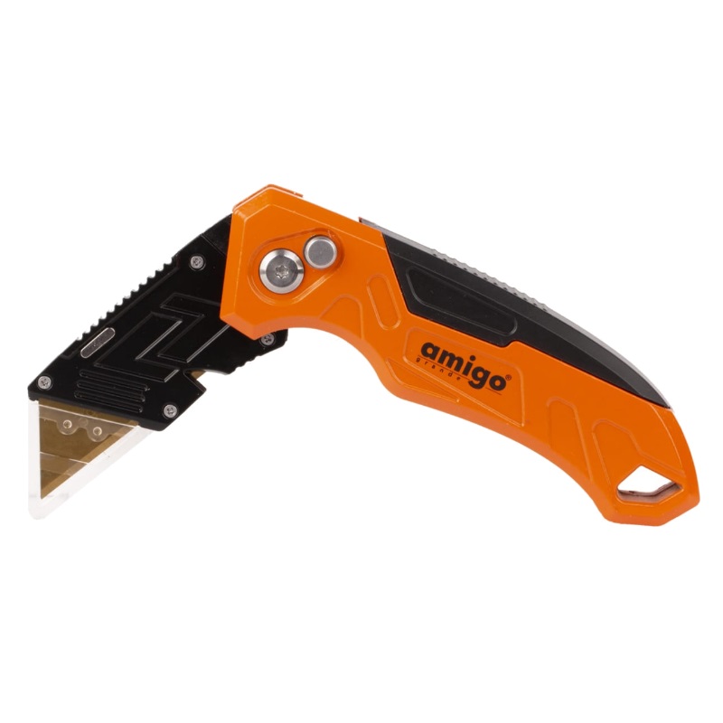 Складной строительный нож AMIGO 77201, 18 мм нож строительный с сегментированным лезвием berger bg1356 18 мм