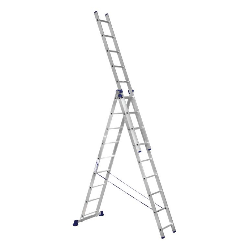 Лестница трехсекционная Алюмет H3 5309, количество ступеней 3х9 лестница раскладная выдвижная 3 секционная standers до 7 6м 14 ступеней
