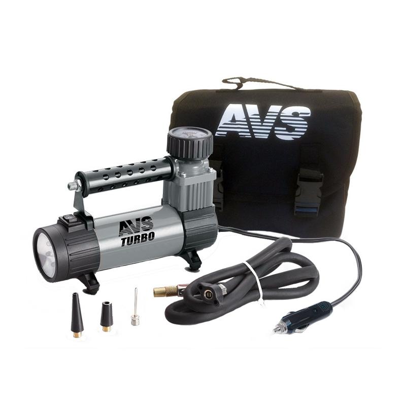 Автомобильный компрессор AVS Turbo KS350L с фонарем компрессор автомобильный eco ae 013 4 12 в 130 вт 35 л мин 10 бар манометр 7 бар сумка