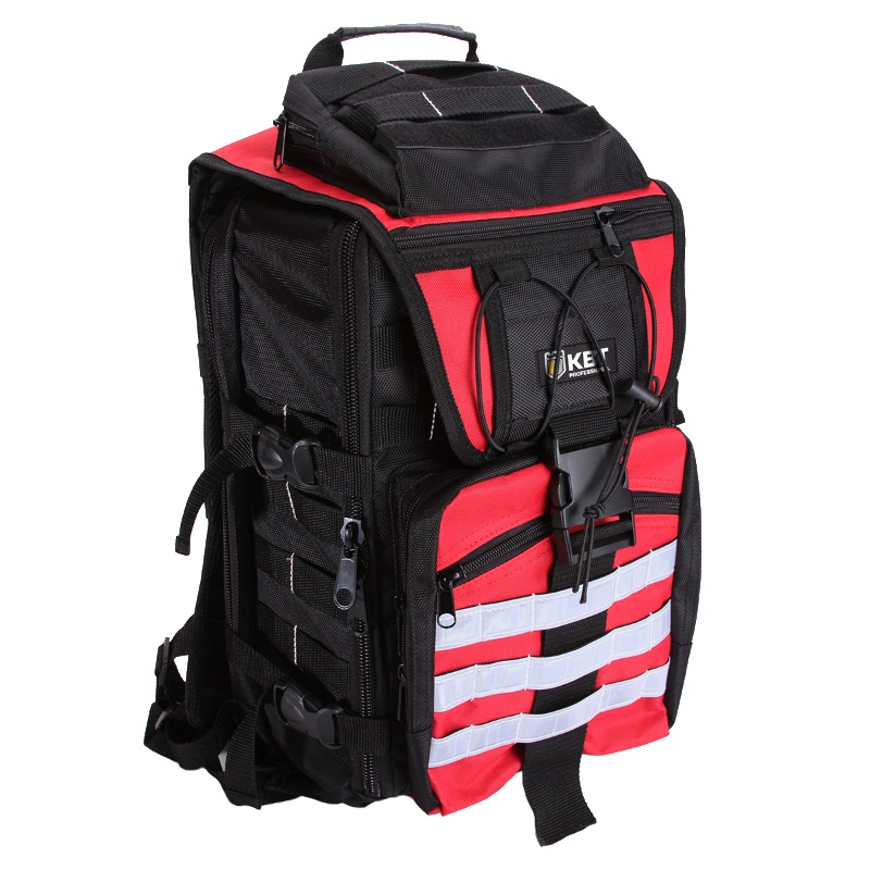 Рюкзак монтажника КВТ С-08 (размер 450х300х220 мм) сумка дорожная на молнии с увеличением 3 наружных кармана длинный ремень чёрный бордовый