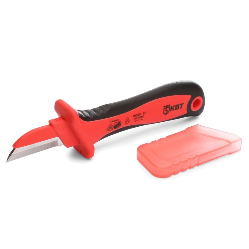 Нож диэлектрический КВТ НМИ-05 ножницы когтерез с удлиненным упором для пальцев отверстие 7 мм красные