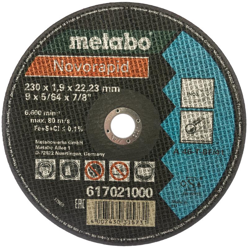 Отрезной круг Metabo Novorapid А46Т Inox 617021000 (230x1.9 мм) отрезной круг по нержавеющей стали metabo sp novorapid 617166000 180x1 6x22 2 мм