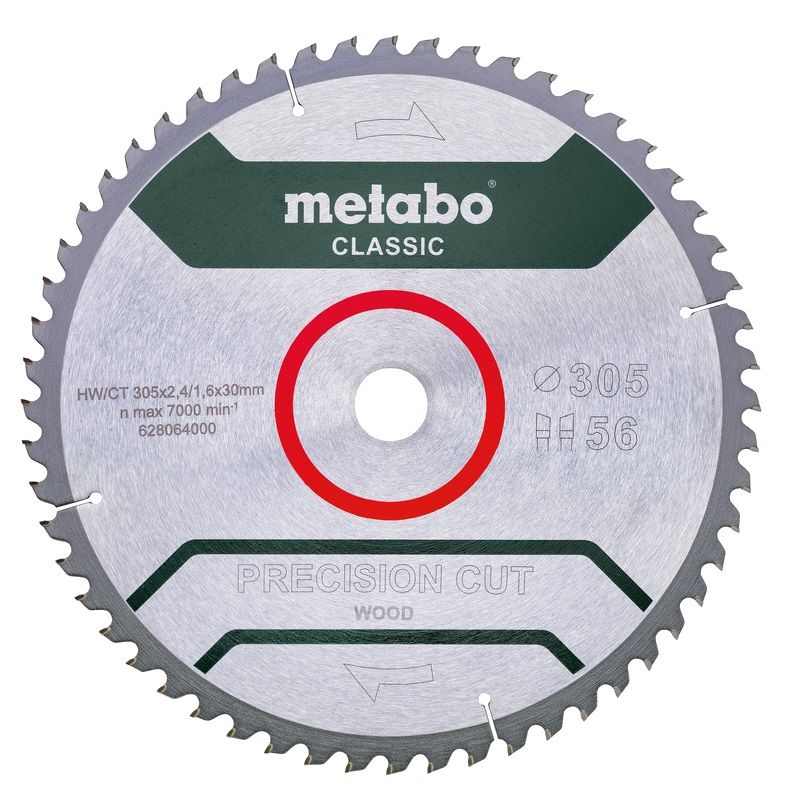 Пильный диск по дереву Metabo 628064000 (диаметр 305 мм, посадочный 30 мм, толщина 1,6 мм, 56 зубьев) диск metabo sp novorapid
