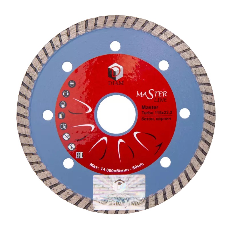 Алмазный диск по бетону Diam Turbo Master 000158 (115x2x7,5x22,2 мм) алмазный диск для режущего инструмента sparta turbo 731195 125x22 2 мм