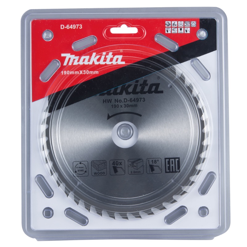 Пильный диск для дерева, 190x30x2/1.3х40T Makita D-64973 диск пильный makita