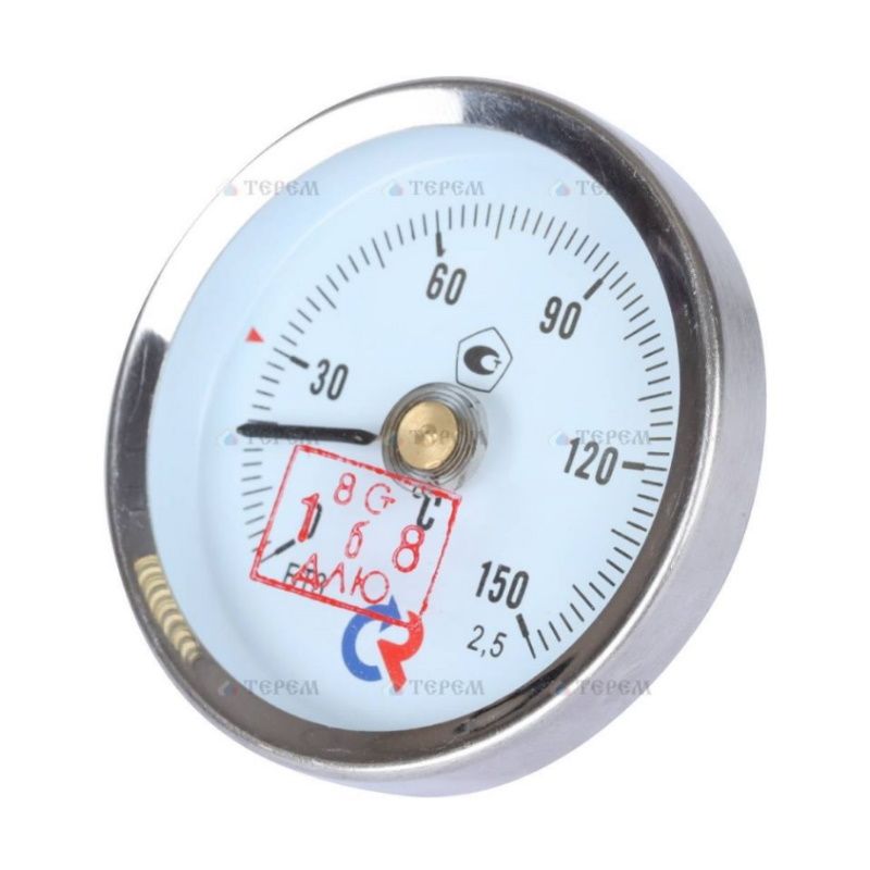 Термометр Росма БТ-30.010 накладной с пружиной 0-150°С 63мм КТ 2.5 термометр росма бт 31 211 0 120с g1 2 63мм шток 64мм кт 2 5