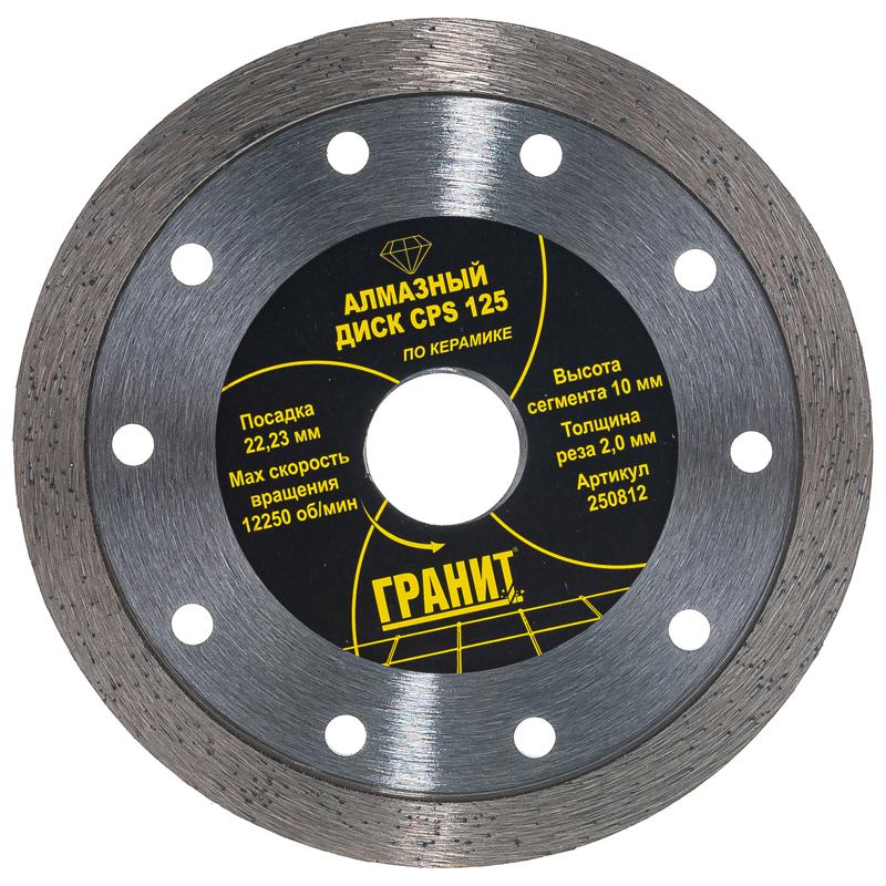 Алмазный диск по керамике Гранит CPS 125 250812 (125х22.2х2.0 мм) алмазный диск для плиткорезов гранит cpsp 250828 180х25 4х1 8х10 мм по керамограниту керамике