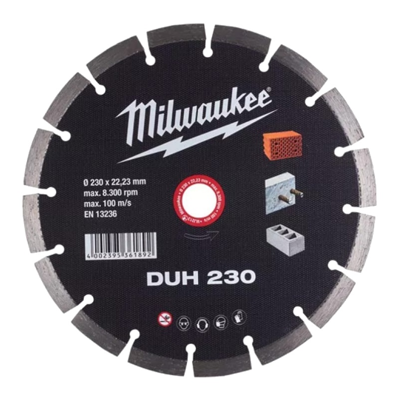 Алмазный диск Milwaukee 4932478710 DUH 230 RU (бетон/камень, сухой рез, сегментный тип) алмазный диск milwaukee