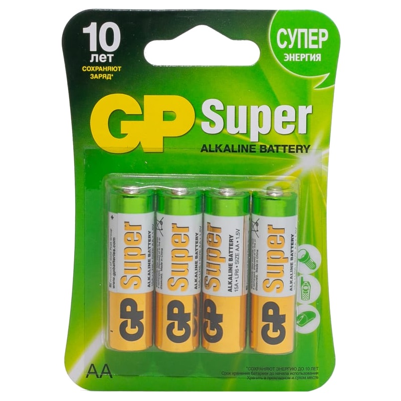 Элемент питания GP Super 15A LR6/316/AA батарея gp 15a 4шт super alkaline aa gp15a 2cr4