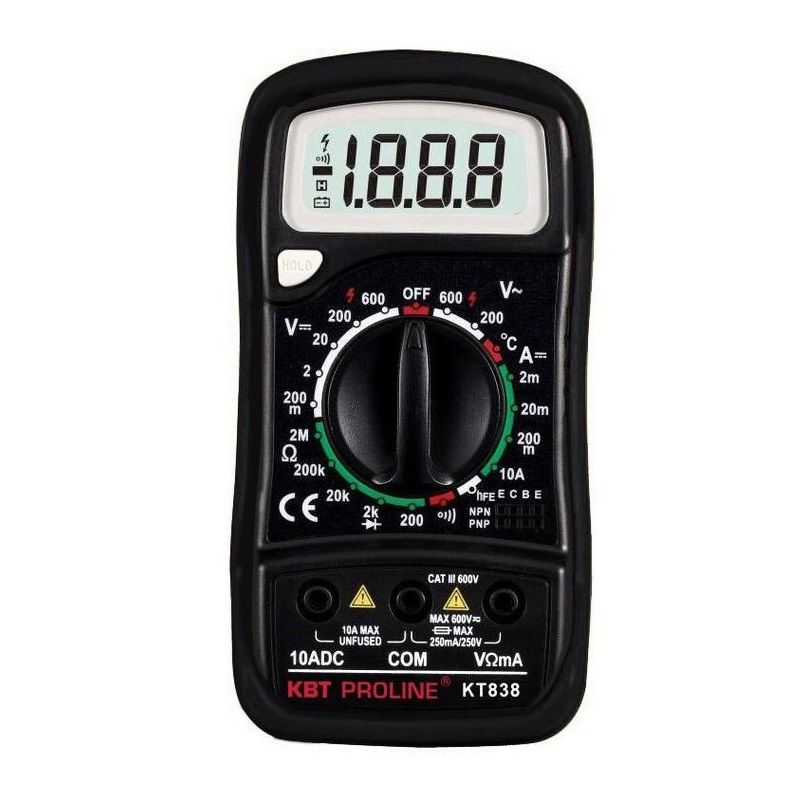 Мультиметр КВТ KT 838 PROLINE 79128 (диапазон измерения DC 0-600в / до 20а) индикатор для измерения температуры воды в ванной пома