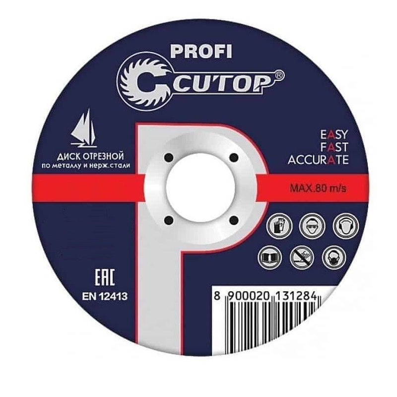 Отрезной круг Cutop Profi 39985т (посадочный диаметр 22,2 мм, вес 0,1 кг, толщина 1,6 мм) диск отрезной по металлу cutop profi cutop t41 d300 мм 39993т