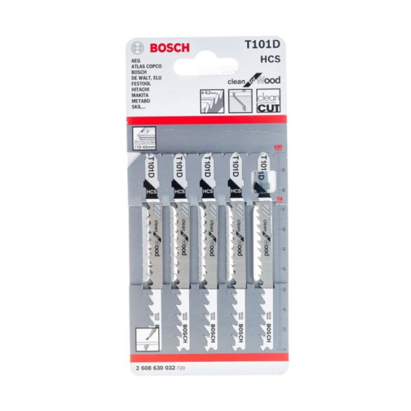 Пилки для лобзика Bosch 2.608.630.032 (T101D, HCS, 5 шт.)