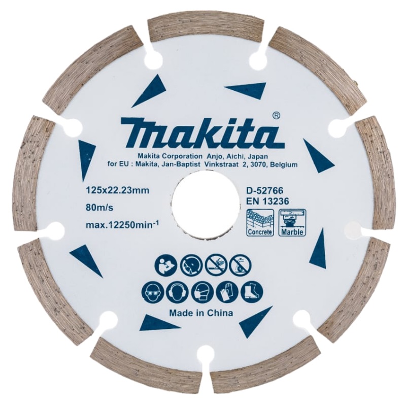 чашка алмазная однорядная makita эконом 125x22 23x8x5 мм d 60682 Алмазный диск Makita D-52766 по бетону/мрамору 