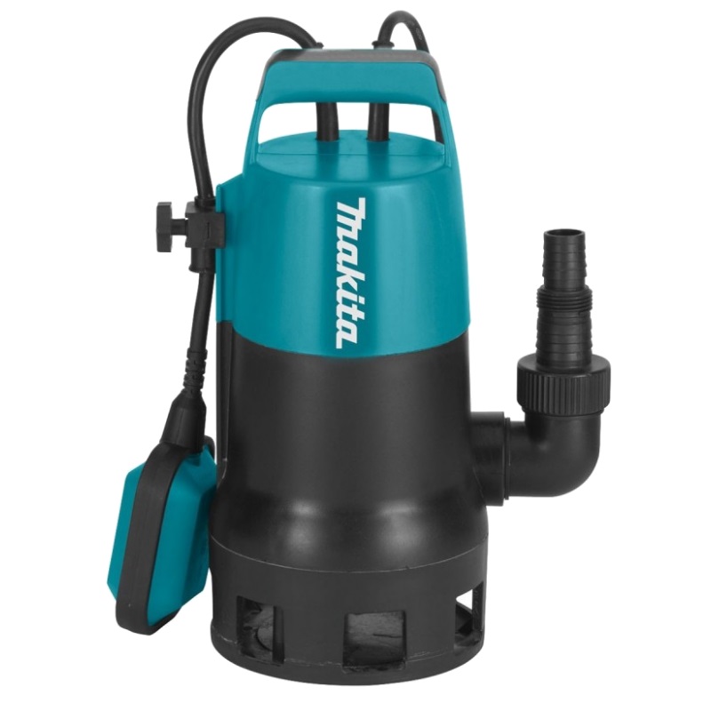 Дренажный насос для грязной воды с поплавковым выключателем Makita PF0410 (вес 4.9 кг, 400 Вт, макс. напор 9 м)