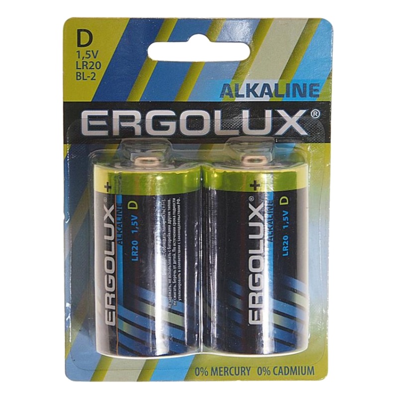 Элемент питания алкалиновый Ergolux Alkaline LR20 BL-2 1.5В 11752 электромясорубка ergolux elx mg01 c34 white