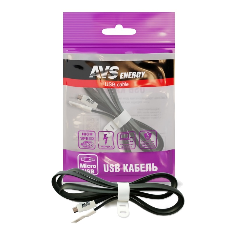 Кабель micro USB AVS MR-331 (1 м, плоский) кабель micro usb ат