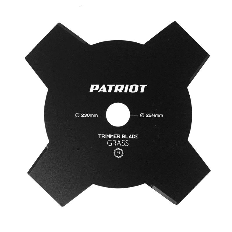 Нож для триммера Patriot TBS-4 809115205 (230x25,4 мм, 4 лопасти) нож для триммера 4 зуба 255 мм 25 4 мм 1 6 мм patriot tвм4 для жесткой травы