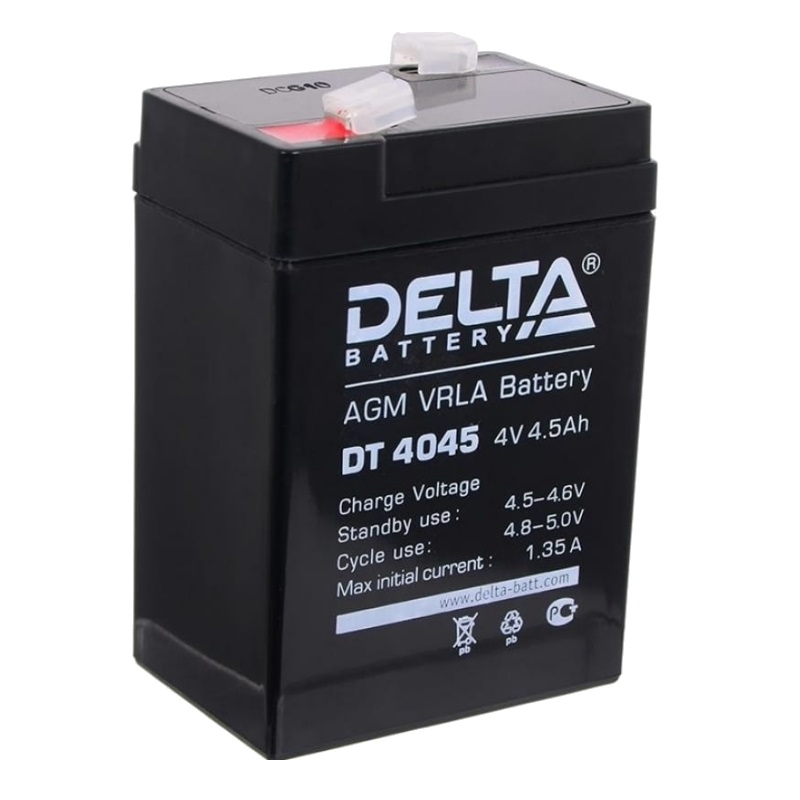 Аккумулятор для прожекторов Delta DT 4045 (технология AGM, 4 В, емкость 4.5 Ач) аккумулятор для ибп delta dtm 1226 25 а ч 12 в dtm 1226