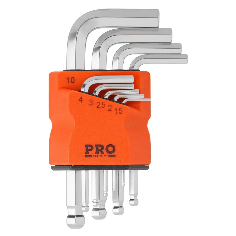 Набор ключей шестигранных коротких STARTUL PRO 1,5-10 мм, 9 шт., с шаром PRO-89409 набор ключей коротких torx t10 t50 startul pro 9 шт pro 87209