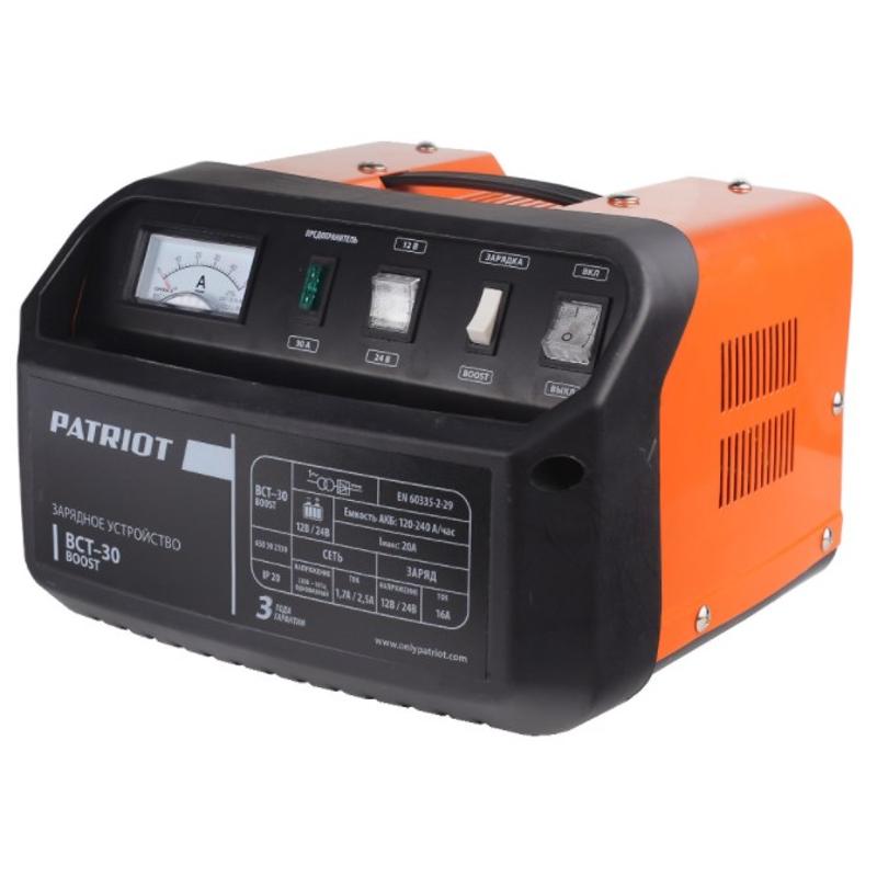 Заряднопредпусковое устройство Patriot BCT-30 Boost, емкость батареи 240 А*ч зарядное устройство patriot gl 402 830201150