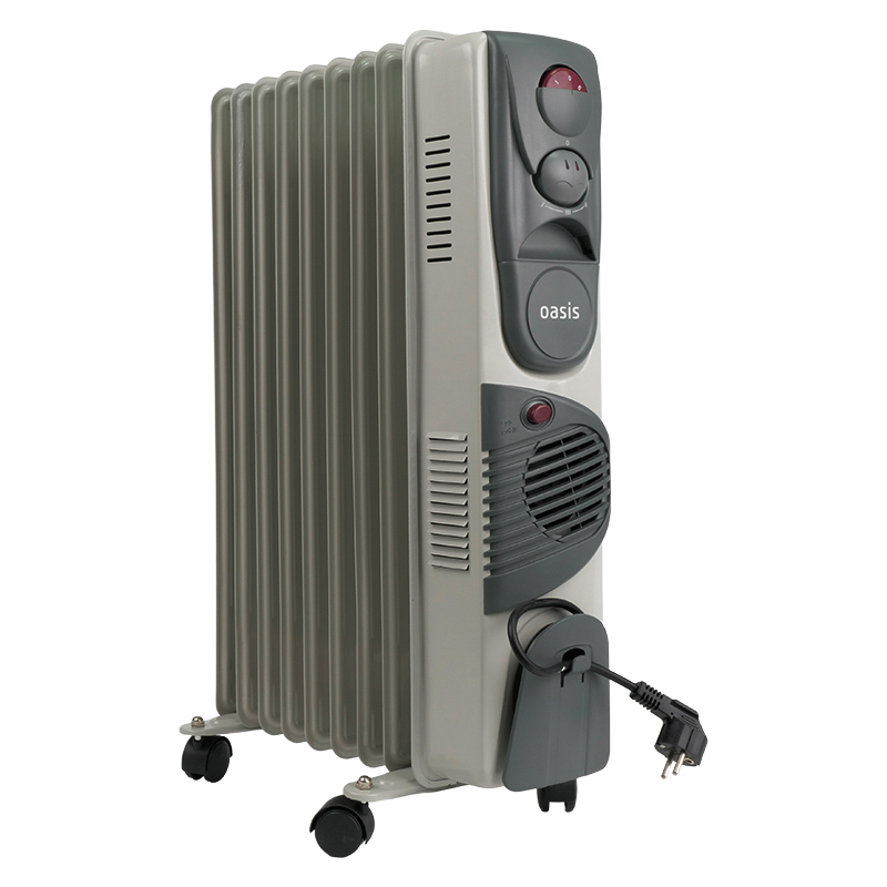 Масляный электрообогреватель с терморегулятором Oasis BB-20Т (9 секций, 2000 вт, площадь обогрева 20 кв.м.) масляный радиатор oasis ut 20 серый