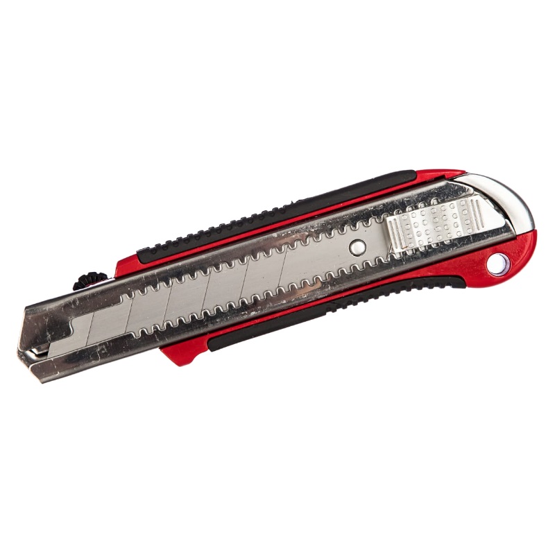 Офисный нож Matrix 78959 (усиленный, 25 мм, металлическая обрезиненная рукоятка, блистер) нож с выдвижным лезвием stanley 0 10 425 25 мм