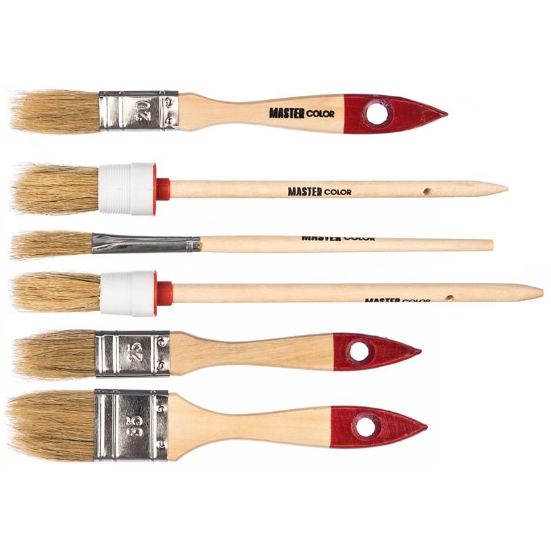 Набор кистей Master Color 30-0510 с деревянными ручками, 6 шт. набор пробойников для кожи зубр мастер 3 25мм 15шт 22949 h15