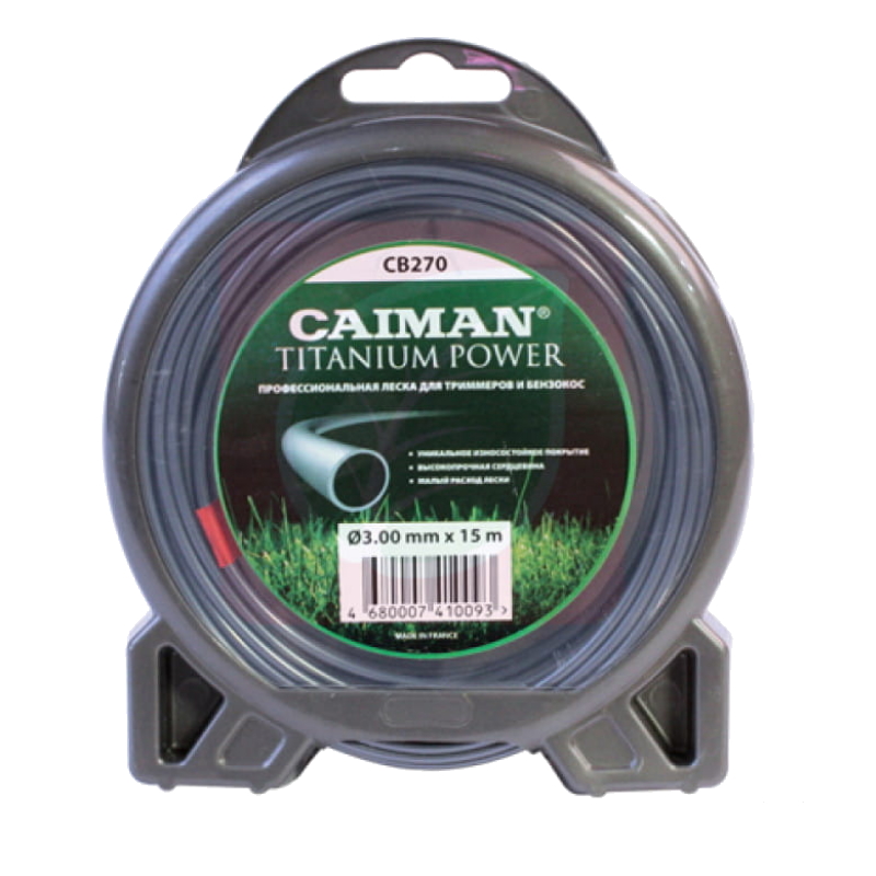 Леска для триммера Caiman Titanium Power CB270, 3 мм леска триммерная caiman pro cb035 2 5 мм х 81 м