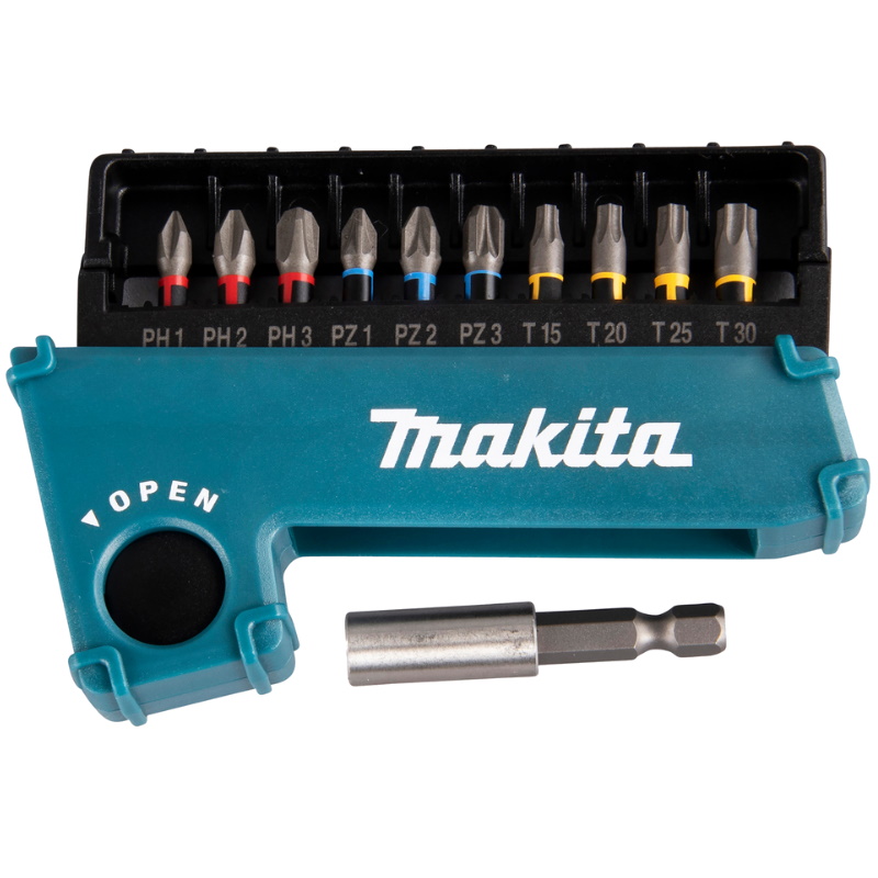 Набор насадок Makita Impact Premier E-03567, 11 шт., 25 мм, C-form PH, PZ, T, магнитный держатель магнитный держатель составной 75 мм sds для бит практика 775 167