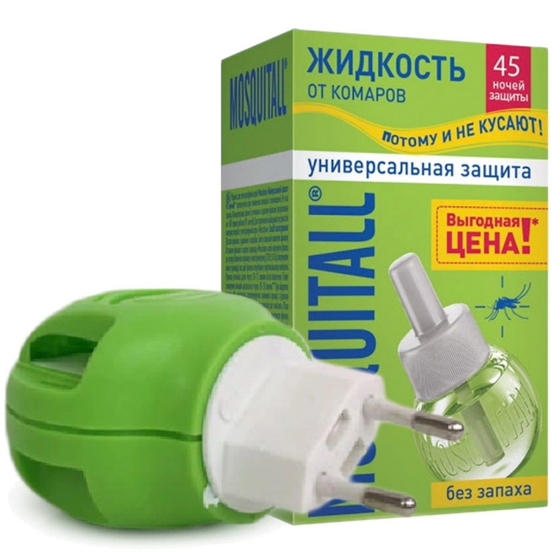 Москитол Прибор+жидкость Универс защ 45 ночей пластины от комаров раптор некусайка 10 шт