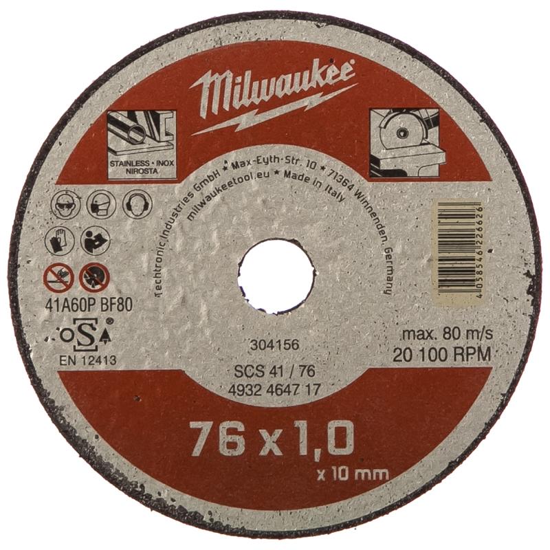 Отрезной диск по металлу Milwaukee, 76х1,0х10 мм  4932464717 диск литой replay b259 9 5x19 5x120 et48 d72 6 gmf конус b640