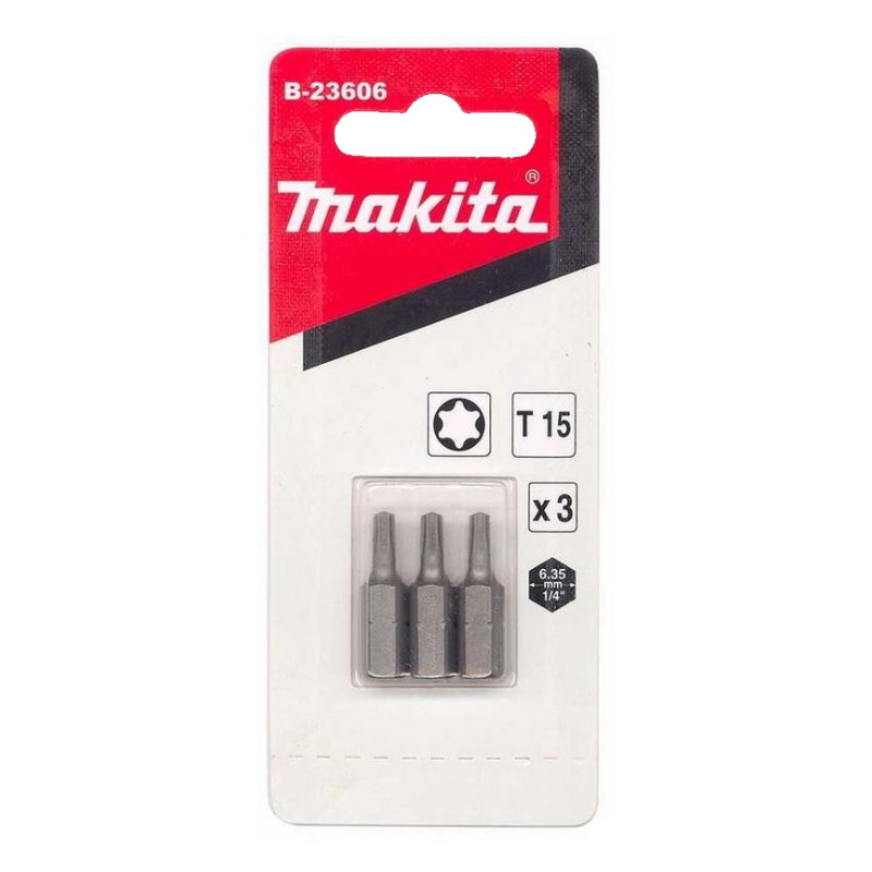 Насадка T15 Makita B-23606, 25 мм, C-form, 3 шт. насадка двусторонняя makita silver torsion ph1 85 мм e form mz 3 шт b 21842