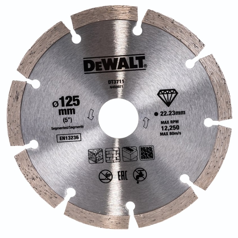 Алмазный диск DeWalt DT3711 (125x22.23x1.8x7 мм) диск алмазный по нержавеющей стали vertextools 125x22 23x1 2 мм