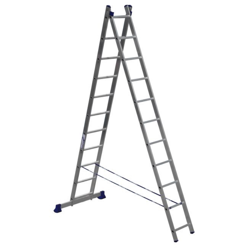 Лестница двухсекционная Алюмет 5211, количество ступеней 2х11 алюминиевая двухсекционная шарнирная двухсекционная лестница алюмет