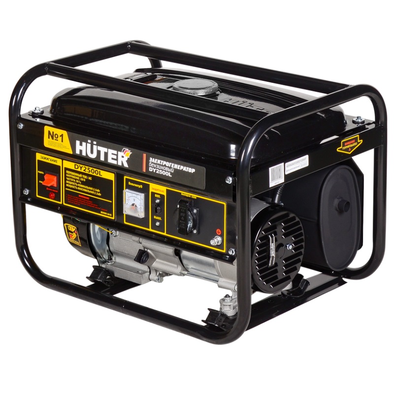 Бензиновый генератор тока для гаража Huter DY2500L (2 кВт, емкость бака 15 л, ручной запуск) генератор huter