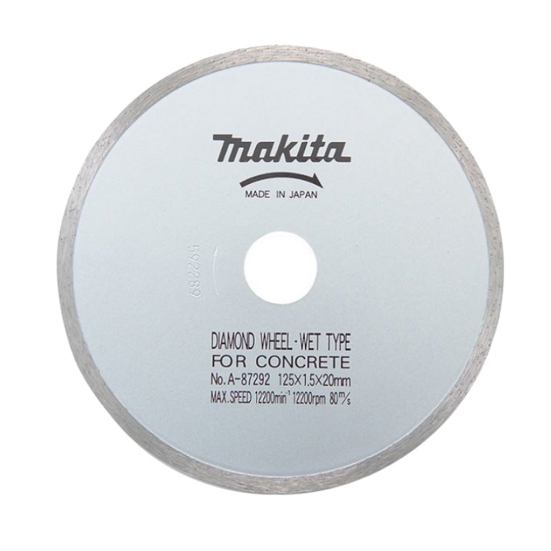 Алмазный диск Makita A-87292 по бетону/кирпичу (125x20x1,5x4 мм, мокрый рез) алмазный диск по бетону к швонарезчику vfs 350 а