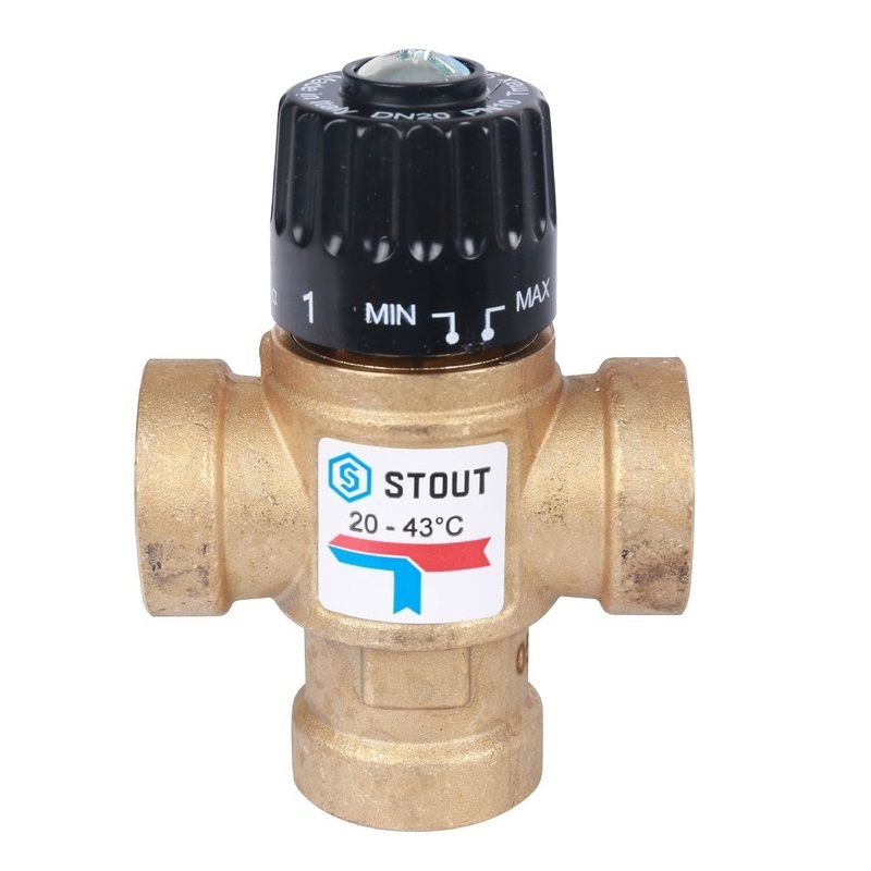 Клапан термостатический смесительный Stout SVM-0110-164320 для систем отопления и ГВС бак расширительный stout для систем отопления 24 л