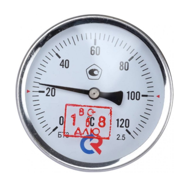 Термометр Росма БТ-31.211 0-120С G1/2 63мм шток 64мм КТ 2.5 термометр watts 10006071 биметаллический с погружной гильзой 100 мм 1 2