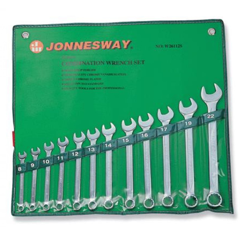 Набор комбинированных ключей Jonnesway W26112S (8-22 мм, 12 предметов) профессиональный набор для приклеивания зеркала заднего вида permatex