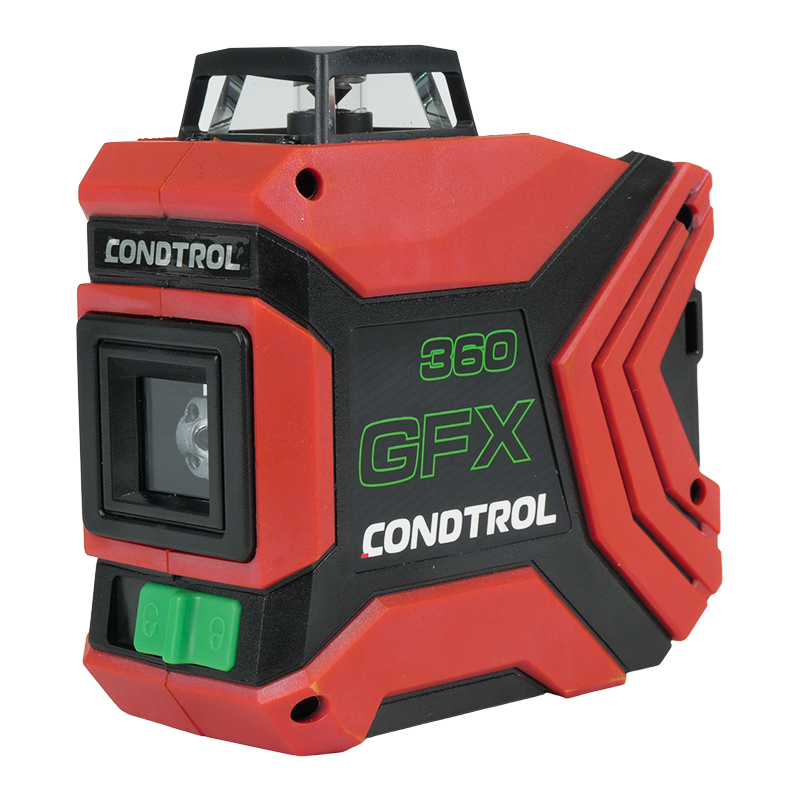 Лазерный уровень (клизиметр) черно - красный Condtrol GFX360 1-2-221, зеленый луч elitech лд 40 зел лазерный дальномер зеленый 0 03 40м 2 1 5в ааа 0 19кг кор