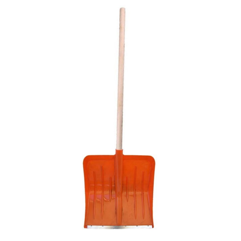 Лопата пластмассовая Метелица, 410*420, цветная, с алюминиевой планкой, деревянный черенок, высший сорт