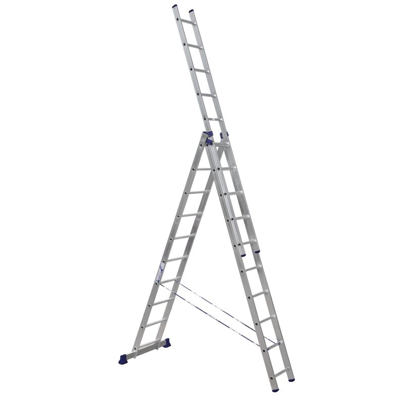 Лестница трехсекционная Алюмет 5310, количество ступеней 3х10 алюминиевая лестница стремянка алюмет