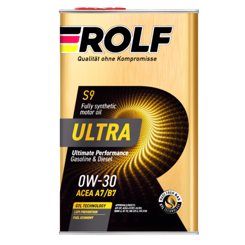 Синтетическое моторное масло Rolf Ultra 0W-30 A7/B7 SP 1л металл  9375334
