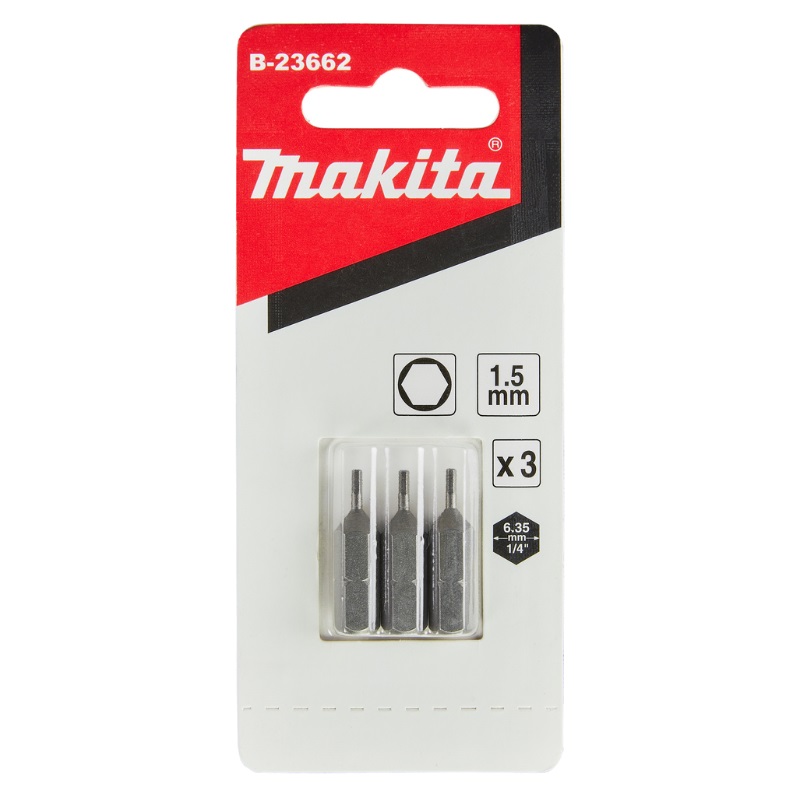 Насадка HEX Makita B-23662 1.5, 25 мм, C-form, 3 шт. насадка двусторонняя makita silver torsion ph1 85 мм e form mz 3 шт b 21842