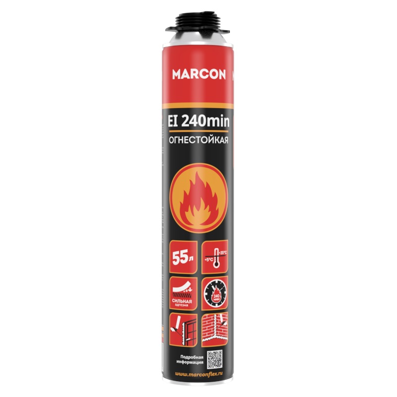 Пена монтажная полиуретановая огнестойкая MARCON PRO пена монтажная момент пожаростойкая 750 мл