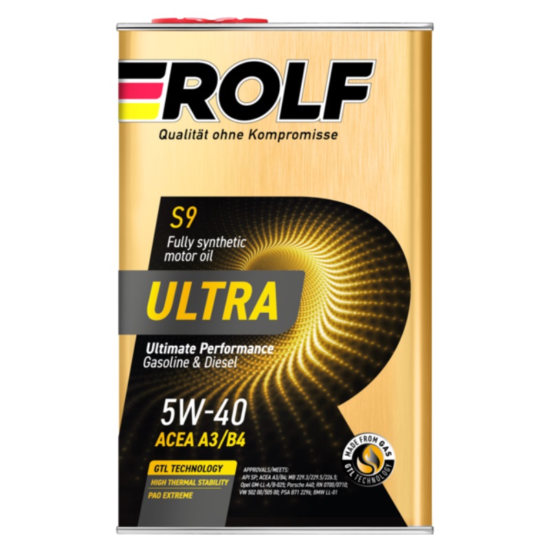 Синтетическое моторное масло Rolf Ultra S9 5W-40 A3/B4 SP 1 л, металл нс синтетическое моторное масло liquimoly special tec ll 5w 30 2447 sl a3 b4 1л