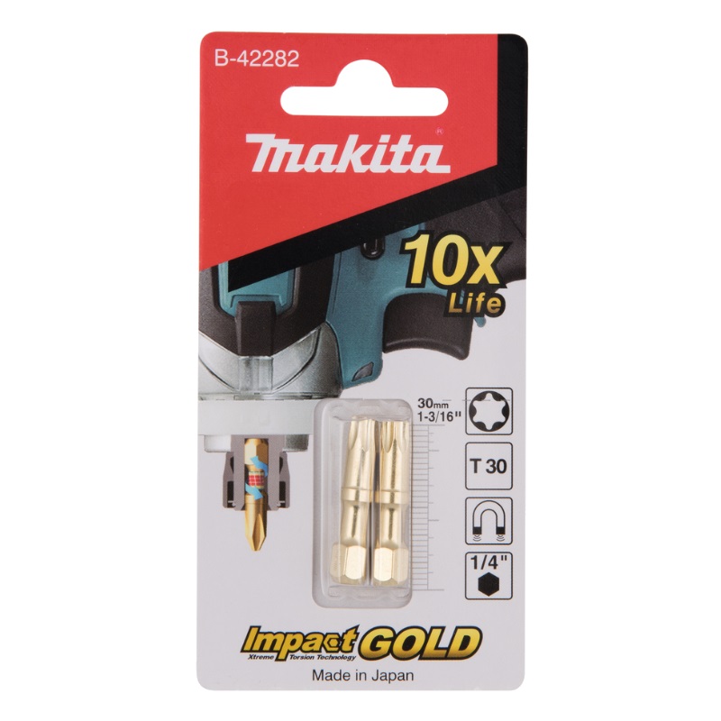 Насадка Makita Impact Gold Shorton T30 B-42282, 30 мм, E-form (MZ), 2 шт. бита двухсторонняя makita