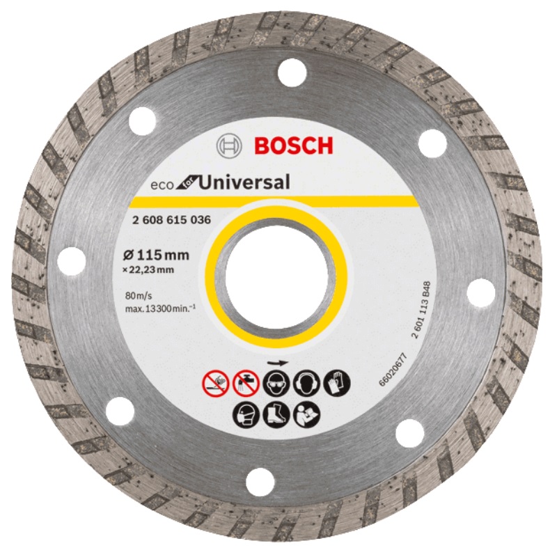 Алмазный диск Bosch Eco Universal Turbo (115x22,23 мм) 2.608.615.036 алмазный диск зубр турборез 36652 115 115x22 2 мм