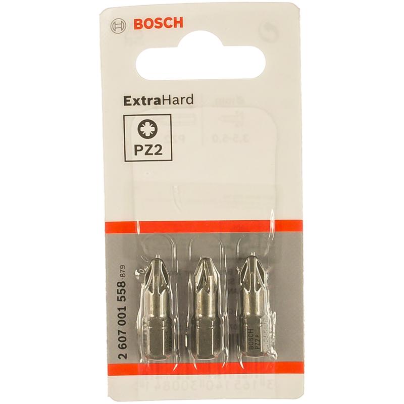 бита крестовая bosch extra hard 2607001540 ph2x152 мм Бита Bosch 2.607.001.558, PZ2 XH, 25 мм, 3 предмета