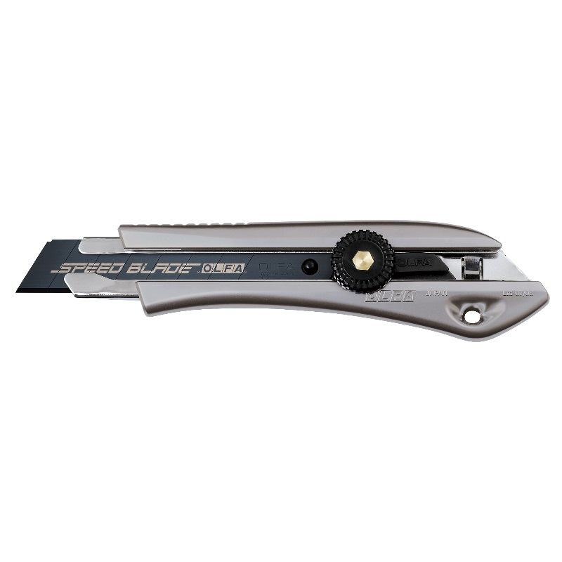 Нож Olfa OL-LTD-L-LFB с выдвижным лезвием, 18 мм, с тефлоновым покрытием нож olfa с выдвижным лезвием 9 мм standard models с противоскользящим покрытием автофиксатор